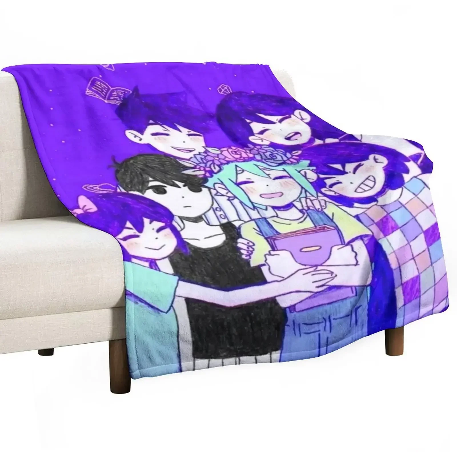 Omori and Friends Throw Blanket Designers Blankets Sofas Of Decoration Custom Summer Beddings Blankets