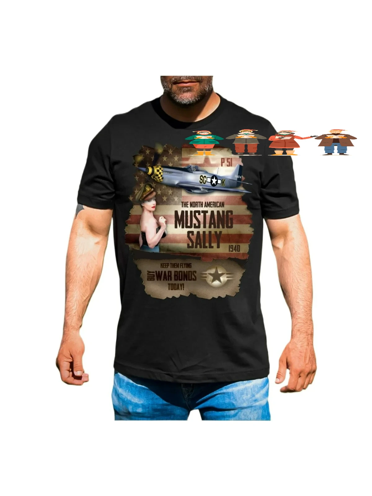 Retro War Plane Mustang Sally Fighter T-Shirt 100% Cotton O-Neck Short Sleeve Summer Casual Mens T-shirt Streetwear