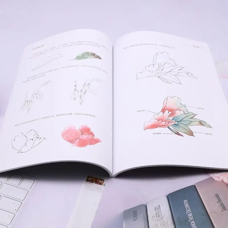 Traditional Gongbi Painting Techniques Book For Bai Miao Flower Birds Art Tutorial