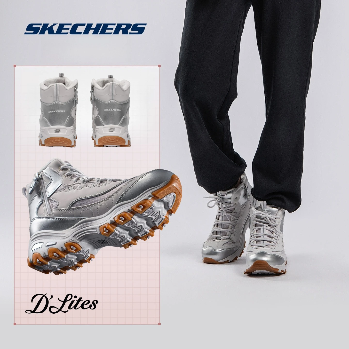 Skechers, Botas de senderismo de invierno para mujer, zapatos de nieve para exteriores, escalada, montaña, caza, caminar, zapatillas de cuero, tenis de mujer