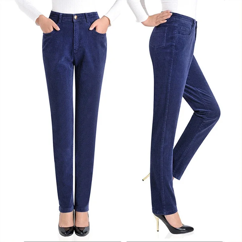 Mom High Waist Corduroy Straight Pants Women Casual Office Baggy Pantalones Spring Fall Big Size Trousers Korean Sweatpant B311