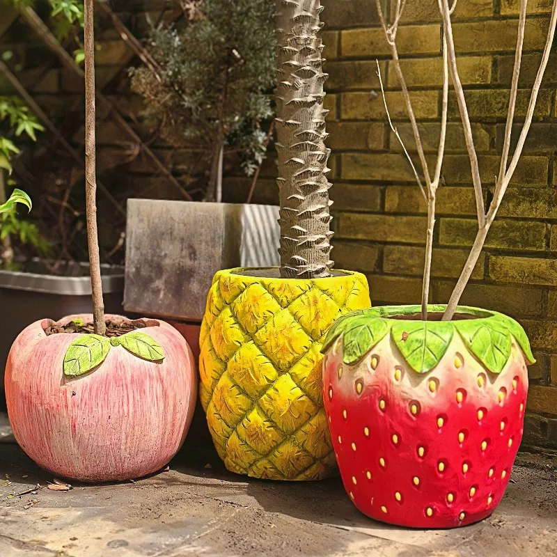 Strawberry apple flower pot fruit flower pot magnesium oxide material fruit series garden garden decoration ornament