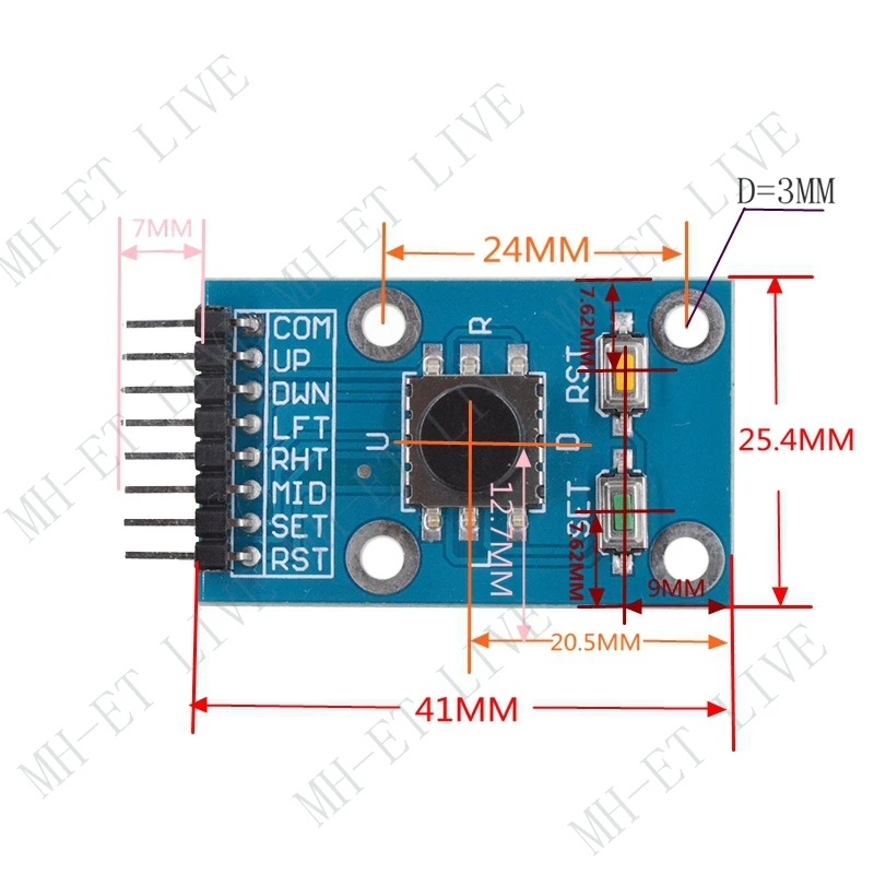 Lot 5 Modules Joystick 5 Directions HALJIA – Bouton Navigation 5D + Reset/Set Pour Arduino AVR MCU DIY