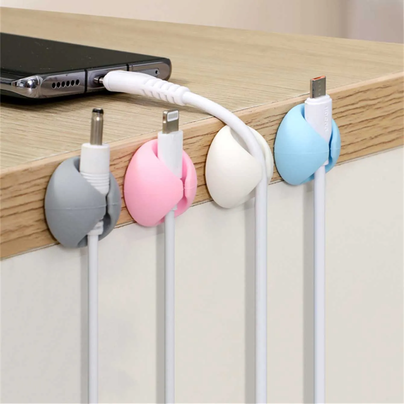 

10PCS self-adhesive cable manager, charging cable fixing clip, desktop cable finishing and storage buckle