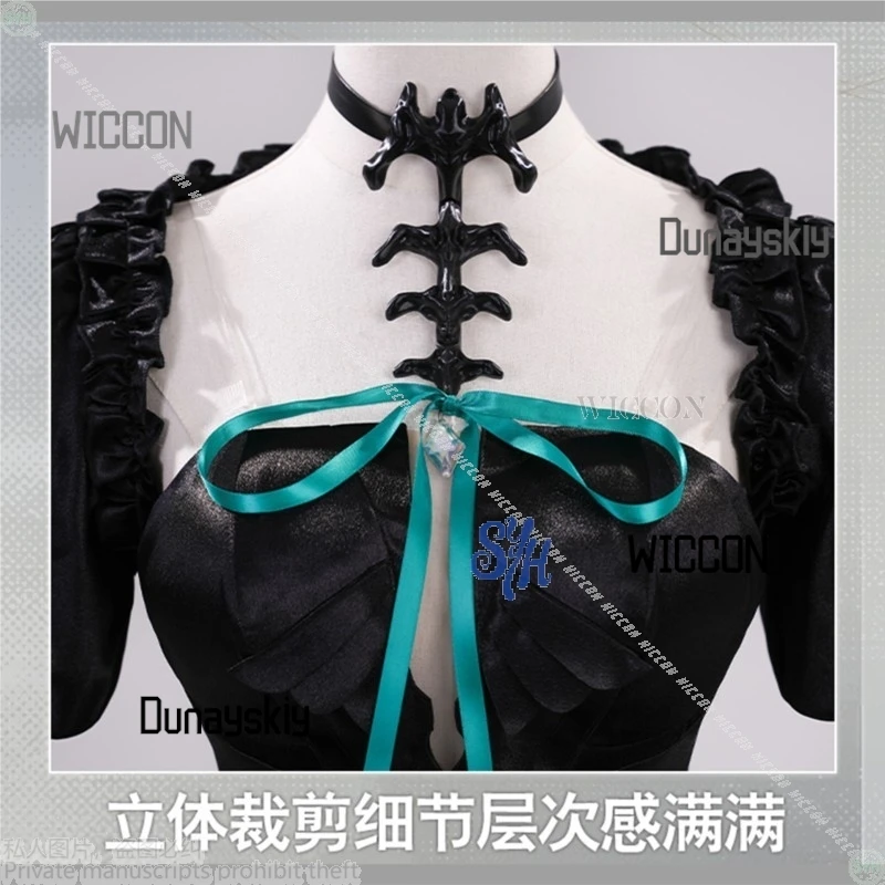 أنيمي لعبة فرسان كروس بانج دريم! Ave Mujica Cosplay Wakaba Mutsumi Goth Lolita فستان كعكة سوداء قبعة ريترو للهالوين #4