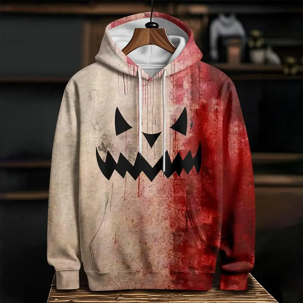 

Spring And Autumn Halloween 3D Pattern Hoodie Lantern Pumpkin Pattern Sweatshirt Fun Street Pullover Unisex Casual Sports Top