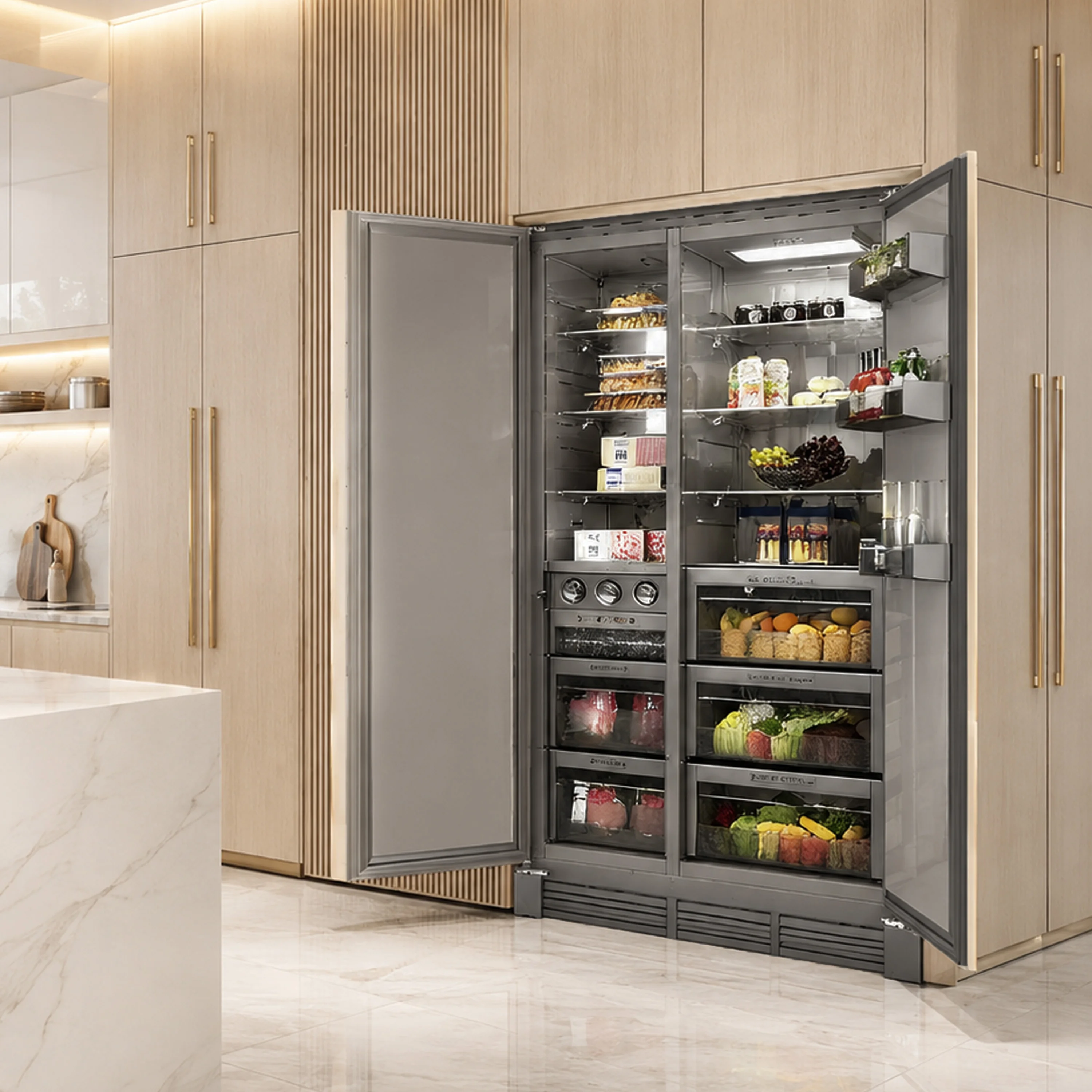 

Built in Refrigerator Panel Ready Fridge 488L 36inch Side-by-Side Compressor Low Noise Frost-Free for Household Hotel Use