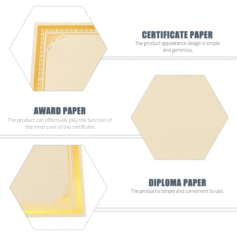 

8 Sheets Blank Certificate Paper A4 Award Paper Diploma Accessories for Employee Student Volunteer Recognition Exquisite