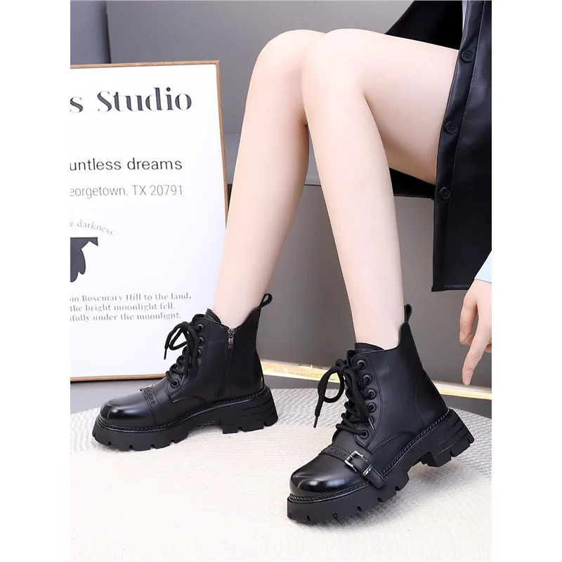 

Роскошные женские ботинки с бахромой в стиле панк, модная винтажная обувь на платформе с круглым носком и шнуровкой, новые женские байкерские ботинки 2026