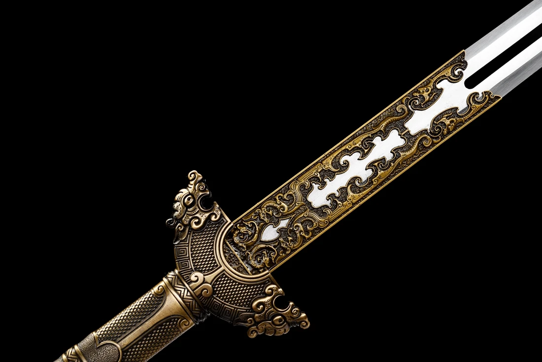 Metal Handle Chinese Kungfu Double Edge Sword High Carbon Steel Hollow Blade Handmade Wushu Taichi Han Tang Saber Dragon Jian view 4