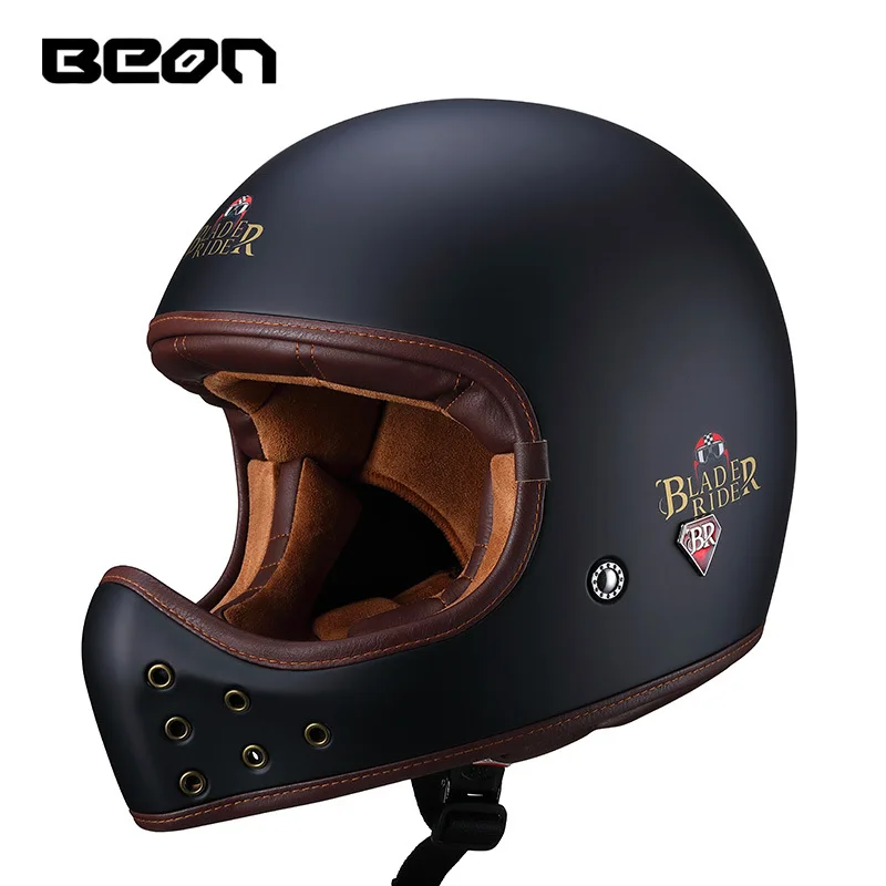 BEON BR-52 Carbon fiber Glass Vintage Full helmet for men and women Motorcycle helmets Motorcycle racing all seasons