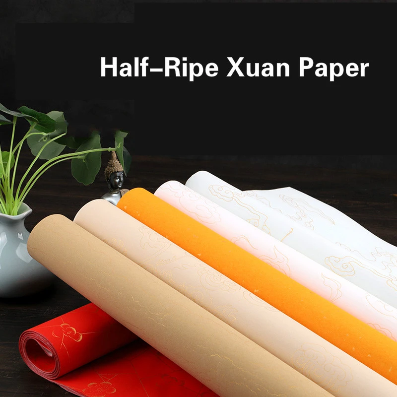 Pastel Xuan Paper Chinese Calligraphy Half Ripe Xuan Paper Dragon Pattern Batik Rice Paper Chinese Drawing Papier Papel China