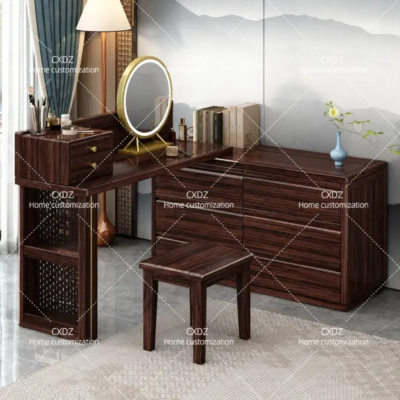 New Chinese dresser integrated solid wood dresser cosmetics storage locker with mirror bedroom furniture
