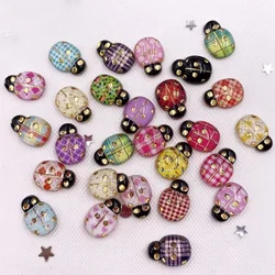 Żywica 9mm * 13mm mały uroczy kwiat chrząszcz Flatback Cabochon Rhinestone 60 sztuk album do scrapbookingu DIY wystrój domu kryształowe figurki Craft