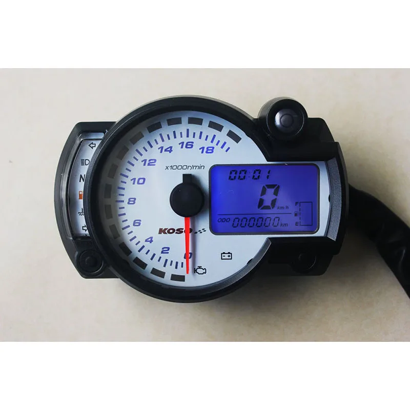 Modern KOSO 18000rpm Black White LCD Digital Motorcycle Odometer Speedometer Adjustable 7 Color Instrument Motorbike 299kmh