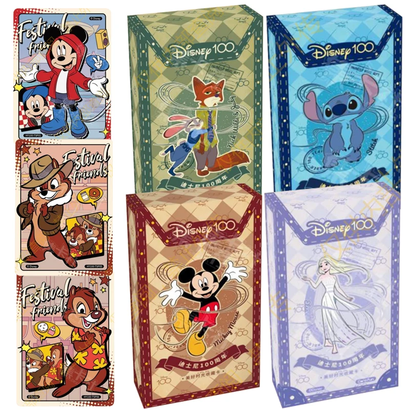 

Disney 100th Anniversary Good Time Collection Cards Box Mickey Winnie the Pooh Character Peripheral Kids Family Christmas Gifts