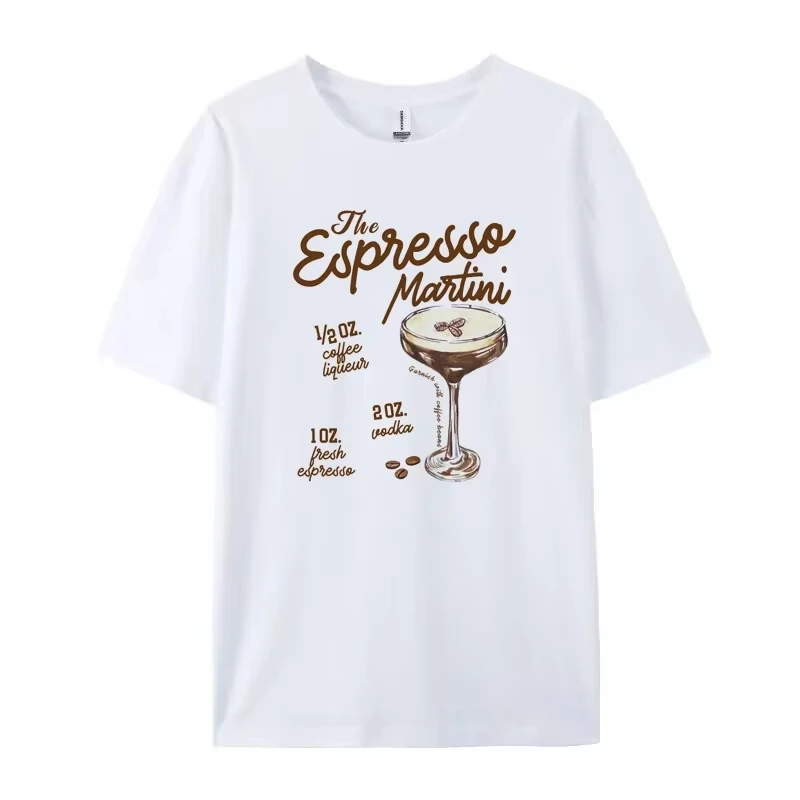 Espresso Martini Recipe Vintage Women T-Shirts Alcohol Drink Tshirts Cute Loose Cocktail Lover T Shirt Oversized Unisex Clothes
