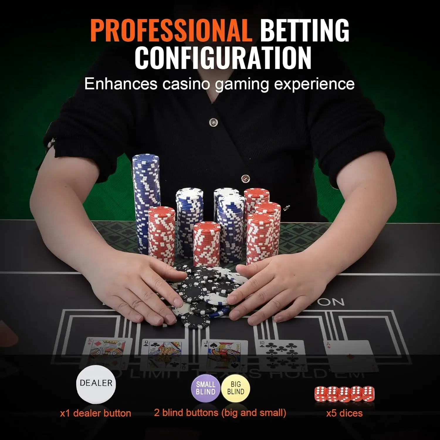 Poker Chip Set, 200-Piece Poker Set, Complete Poker Playing Game Set with Aluminum Carrying Case