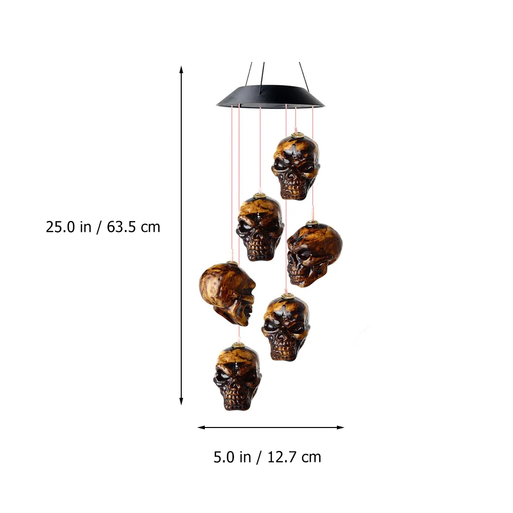 

Skull Wind Chimes Plastic Halloween Bell Lamp Outdoor Pendant Home Hanging Light Decorative Solar Charging