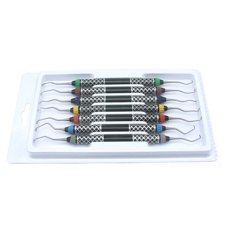 Dentes dentais Scaler de limpeza, Clipes cirúrgicos periodontais, Suprimentos de clareamento dos dentes, Curetas de osso Gracey, 7pcs por kit, Clareamento dos dentes