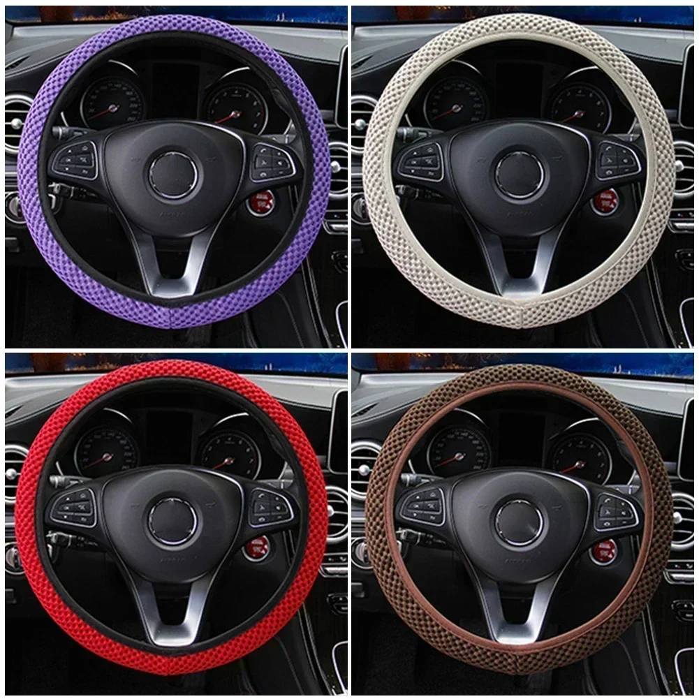 Car Steering Wheel Cover Skidproof Durable Fabric Soft Steering Universal Wheel Sleeve Covers Auto Interior Car Accessories