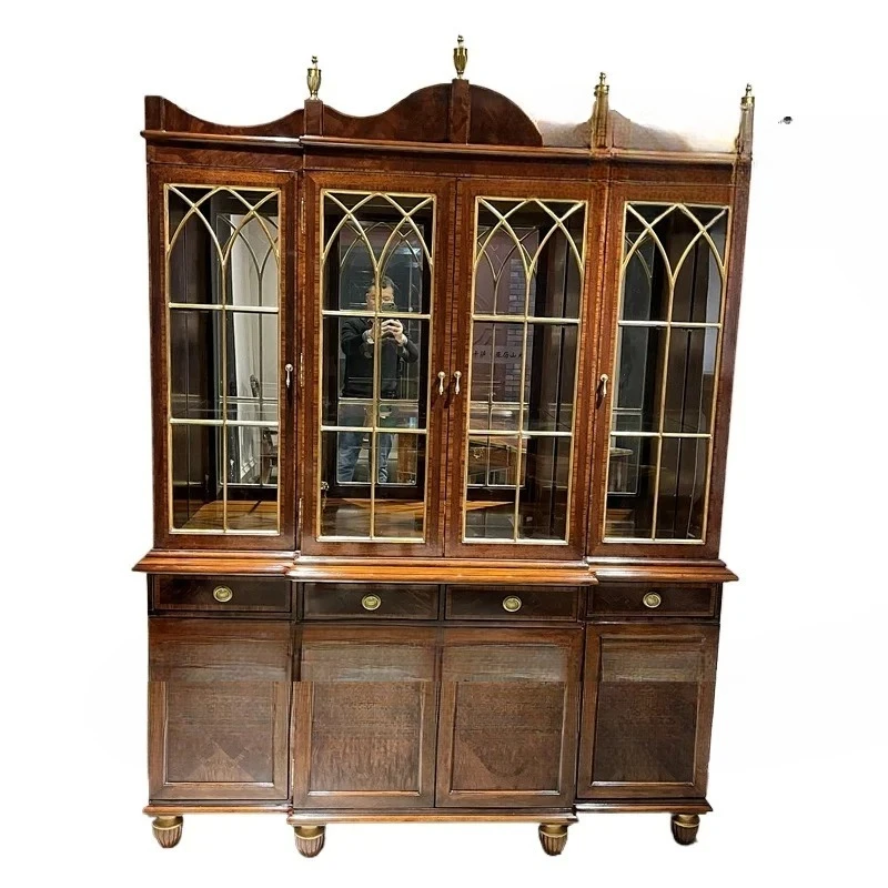 

Итальянский средневековый четырехдверный винный шкаф из цельного дерева, простой декоративный шкаф для бытовой гостиной