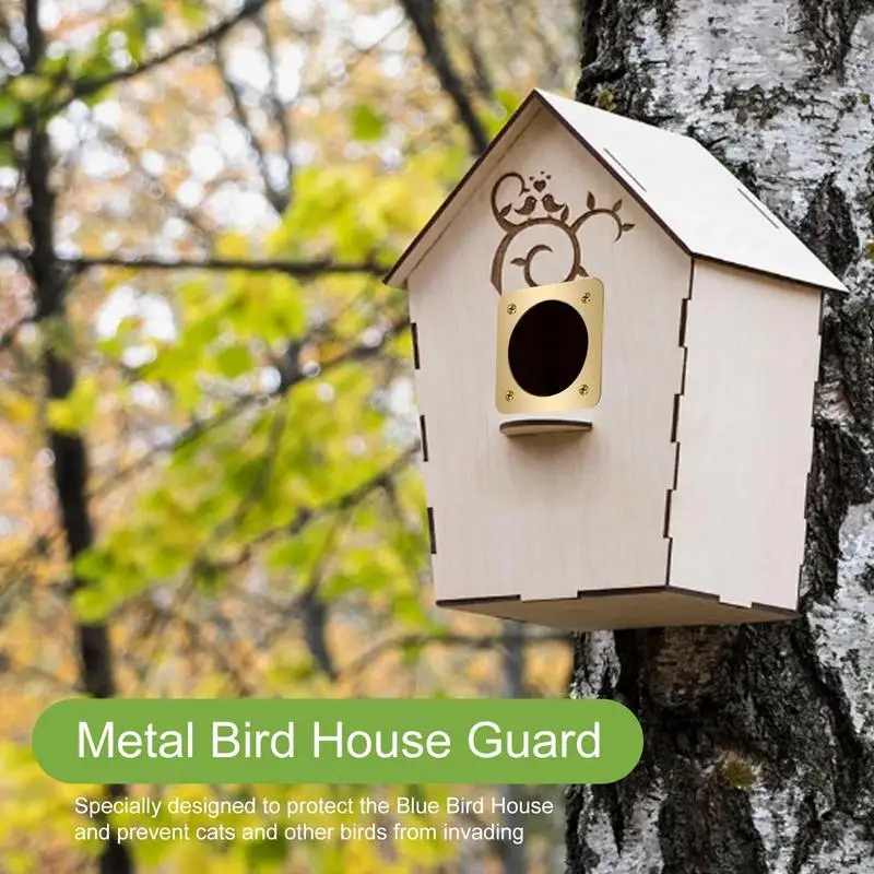 Bluebird House Guard 4Pcs Bird House Hole Protector Guard Bird House Copper Guard Bird House Protective Guard For Eastern