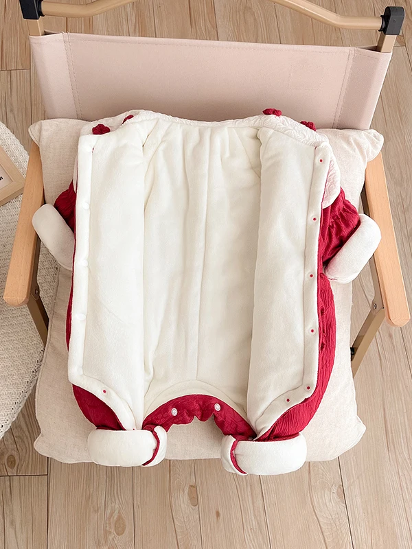 ชุดเด็กทารกสำหรับฤดูหนาว ผ้าฝ้าย ชุดฉลองปีใหม่ ชุดบอดี้สูทเด็กทารก กางเกงขายาวเอวสูง ใยโพลีเอสเตอร์ แบบปกติ...