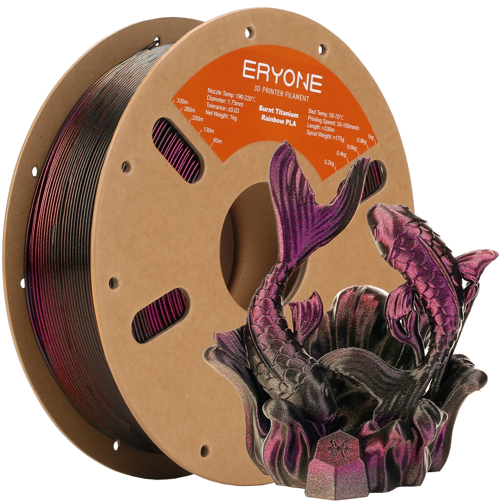 ERYONE 5KG Gebrande Kleur Regenboog PLA Filament 3D Print 1.75mm +/-0.03mm, Meerdere Kleuren Beschikbaar, 1kg/spoel