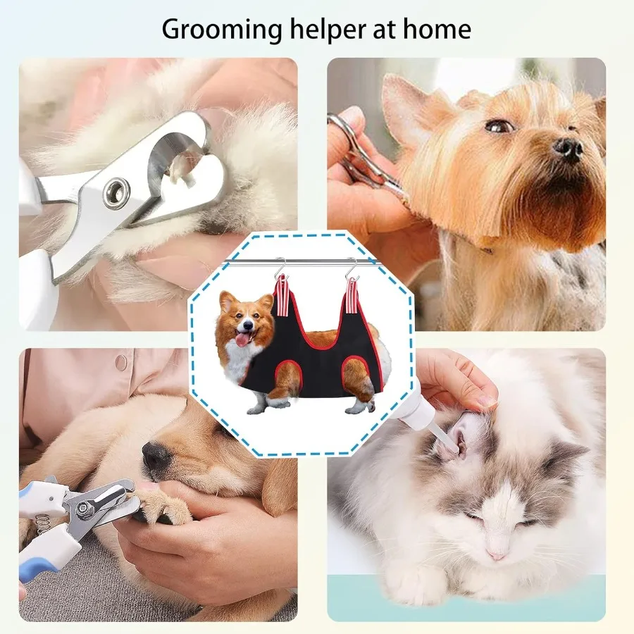 Dog Grooming Hammock Harness Pet Hammock for Grooming with 2 S Hooks Dog Sling Harness for CatsDogs Teeth Cleaning Shower il Cl