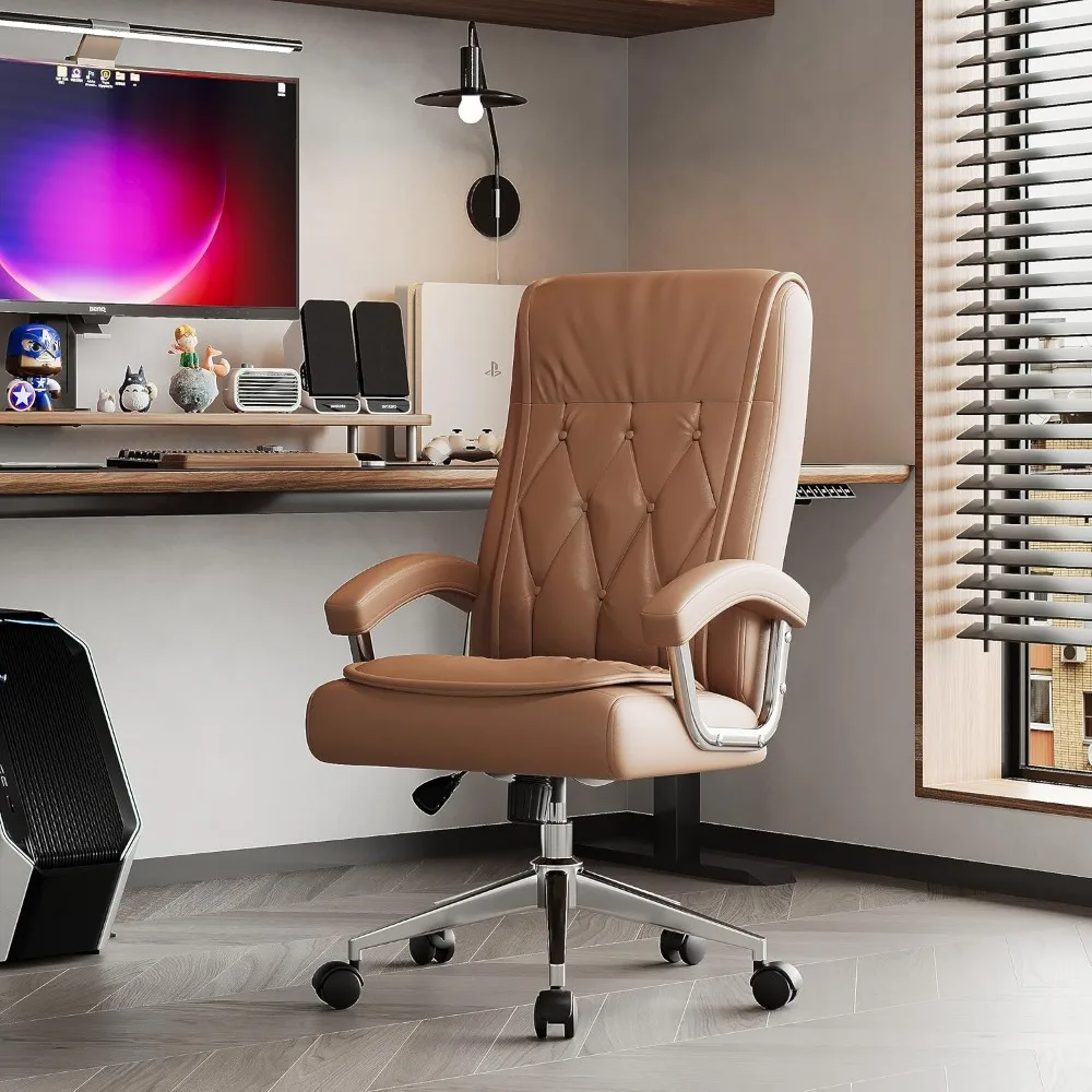 

The office chair has arms and wheels for ergonomic and the computer desk chair is height-adjustable and swivels the office chair