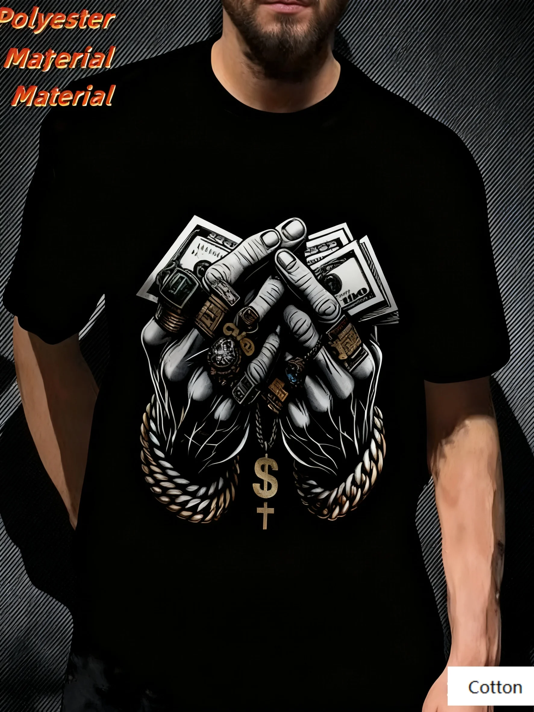 تي شيرت برقبة دائرية مع شارع - ثروة - تي شيرت مستوحى من الجرافيك للجنسين بأكمام قصيرة تي شيرت جرافيك عالي الجودة Y2k Tee #1