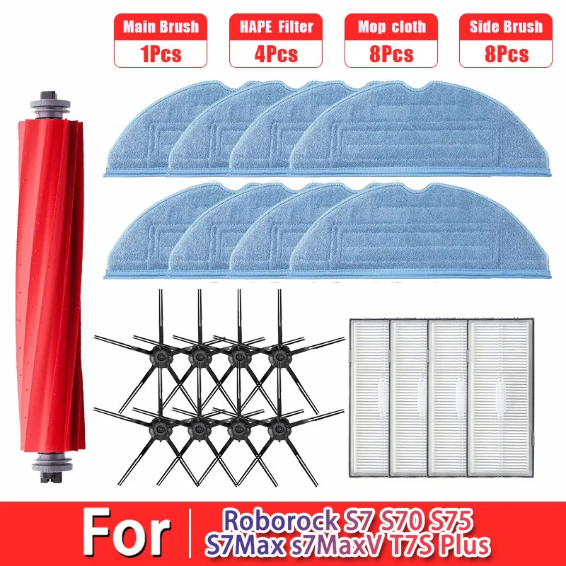 For Robot Vacuum Main Roller Brush Replacement Parts Fit Roborock S7 S70 S7 Max S7 MaxV Ultra Vacuum Cleaner Accessories