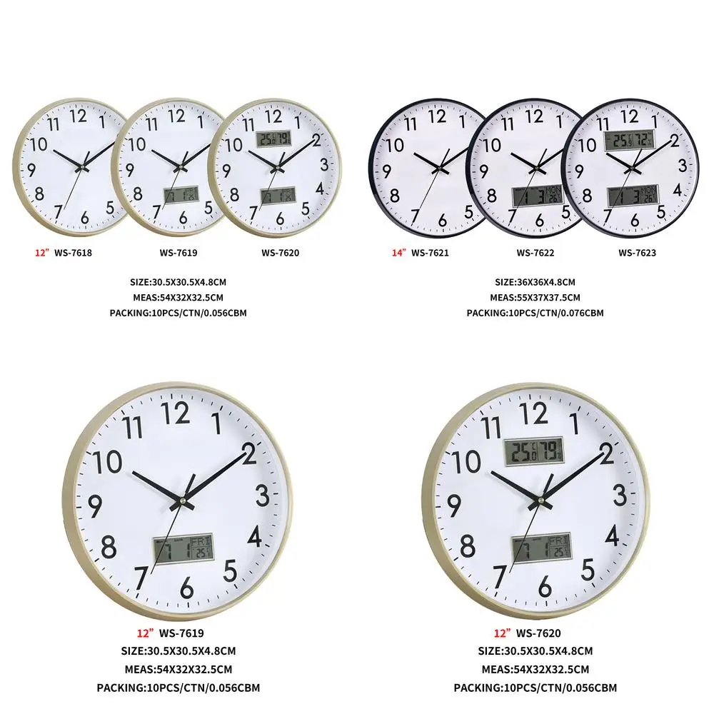 Wall Clock Living Room 2024 New Home Simple Modern Creative Perpetual Calendar Electronic Wall Clock No Drilling