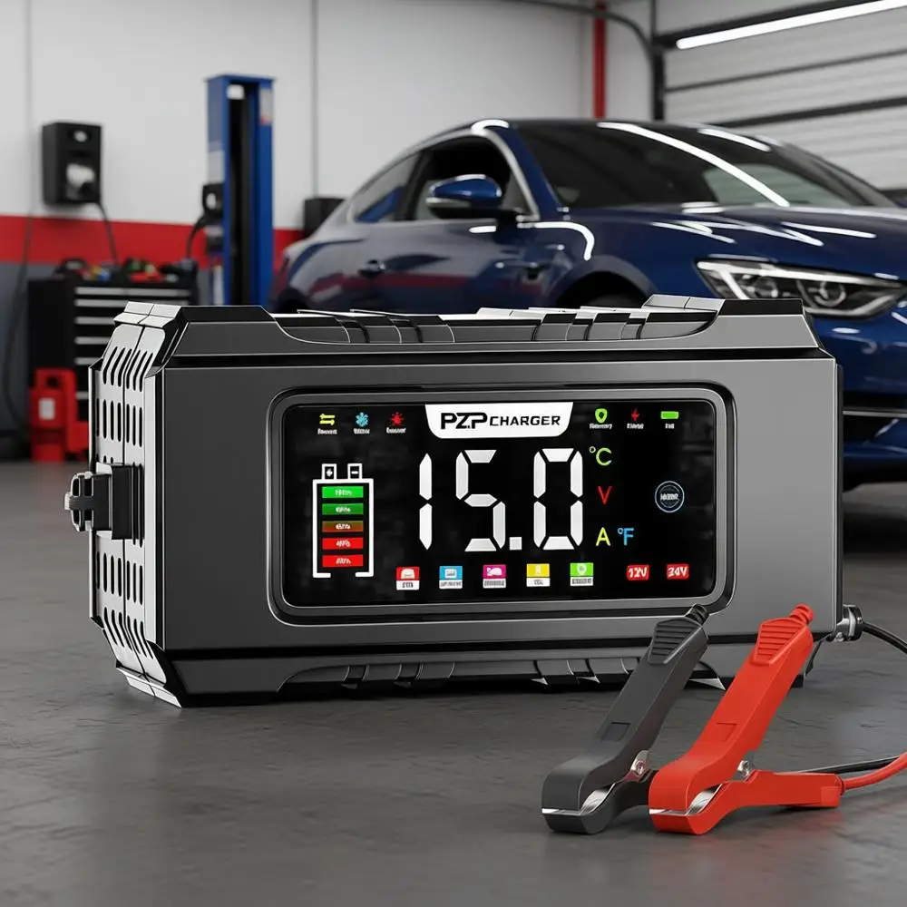 

15-Amp 12V/24V Smart Battery Maintainer & Trickle Charger for Lead Acid Batteries - Fully Automatic 9-Stage Charging with Temper