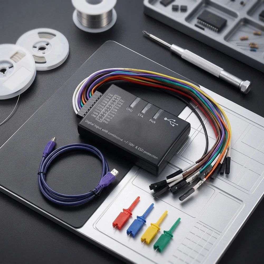 16 Channel USB Logic Analyzer 100MHz Sampling Rate Portable Digital Signal Monitor For Multi System Debugging Testing Tool