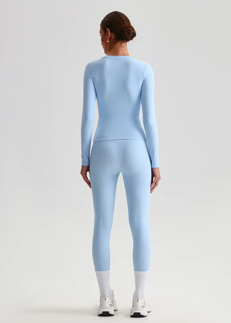 Solid Color Soft Gym Yoga Set Tight flares Legging  Fitness Long-sleeved T-shirt Top 2pcs Soft Sport Suit Women Sportwear