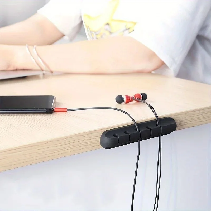 Self-adhesive Power Cord Clip - Organize Your Desk with This Desktop Data Cable Manager