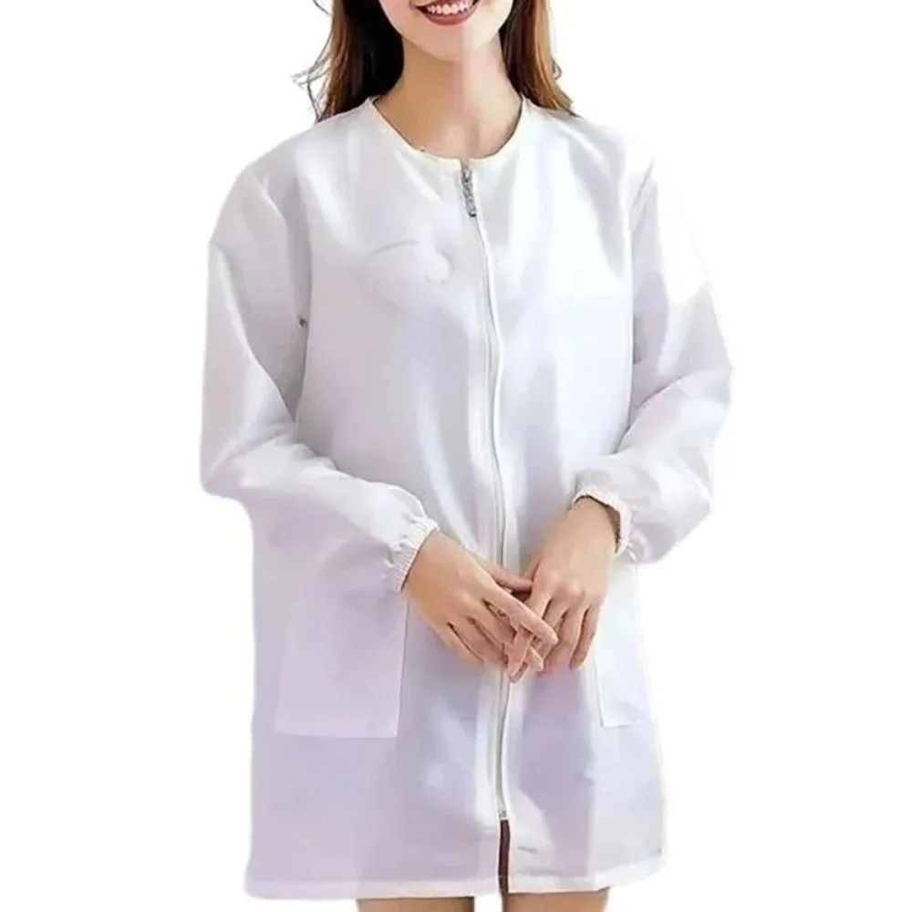 Short/Long Sleeve Barber Shop Work Clothes Polyester Non-stick Hair Hair Salon Uniforms Easy Zippered Breathable