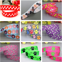 DHK 7/8'' 5yards Dog Cat Paw Printed Grosgrain Ribbon Accessories Headwear Decoration Collar DIY Sewing Craft C2640