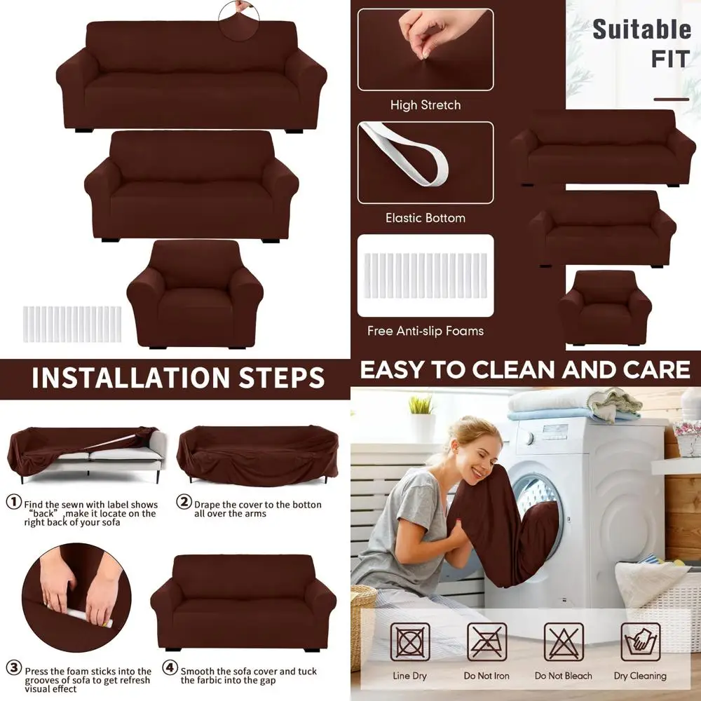 

Stretch Sofa Slipcover Set - Form Fit Couch Covers for Sofa, Loveseat, Armchair, Wrinkle-Free Furniture Protection