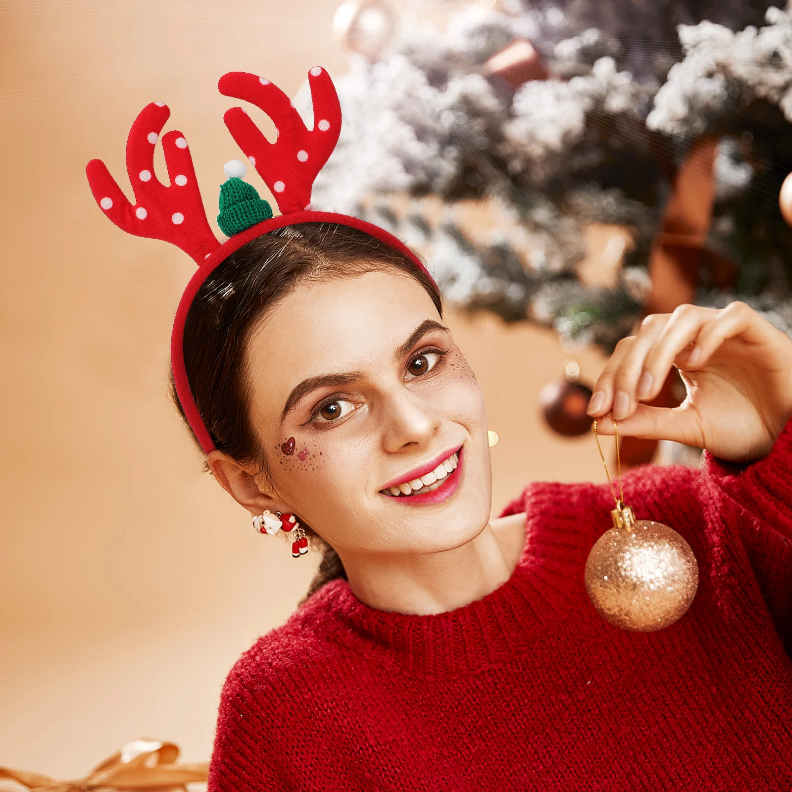 

6Pcs Holiday Hair Hoop Set Christmas Headbands for Women Reindeer Antlers Tree Patterns Festive Party Wear Comfortable