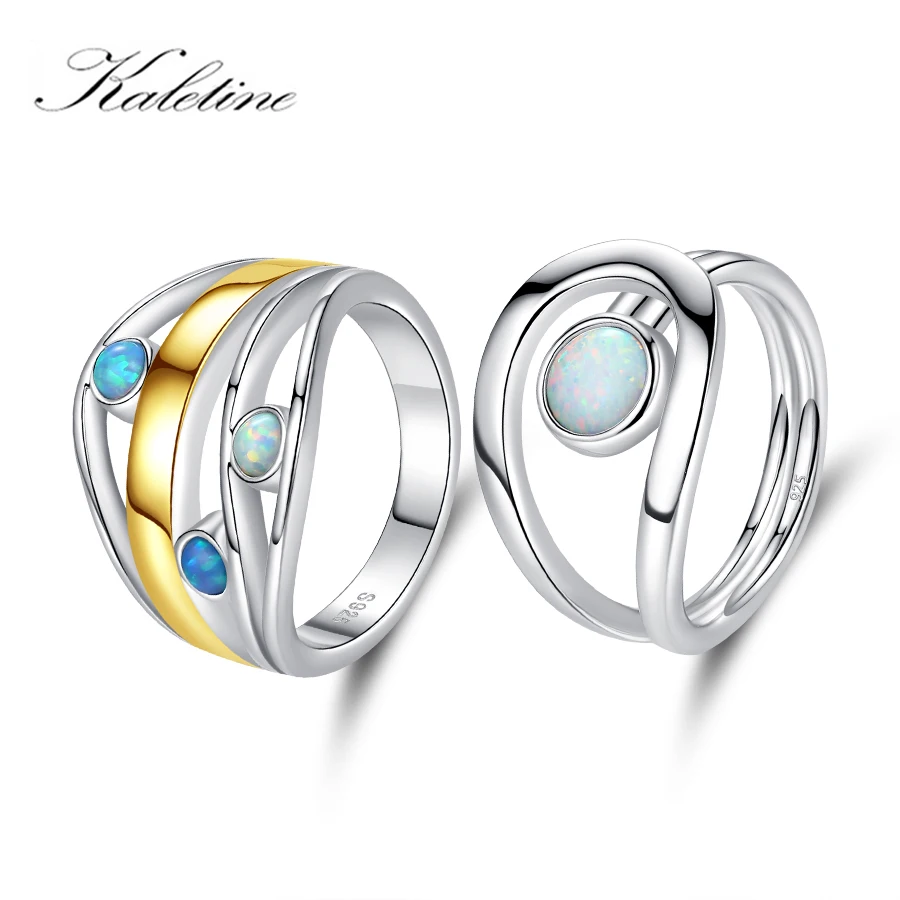 KALETINE Unique Design 925 Sterling Silver Rings Gorgeous Halo Opal Women Wedding Engagement Anniversary Jewelry