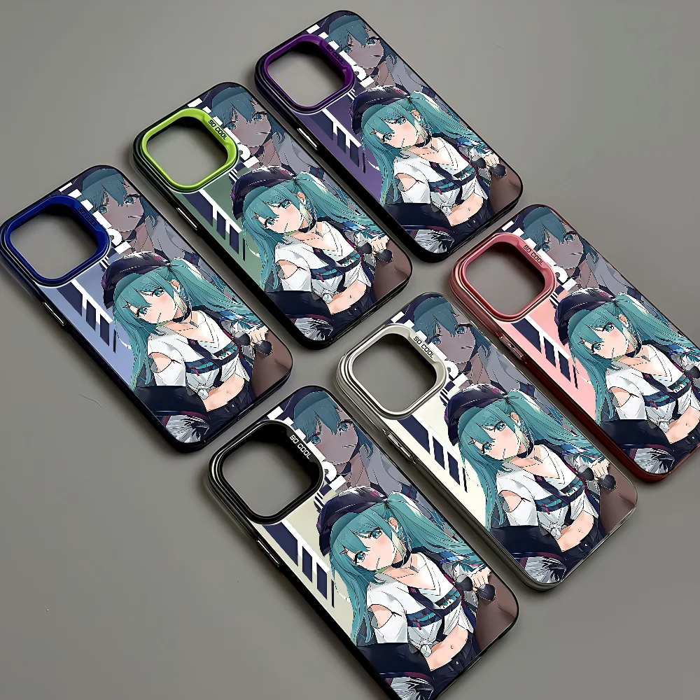 

Hatsune Miku Anime Girl Phone Case IMD Color Silver Shell For IPhone 16 15 14 13 12 Pro Max Plus