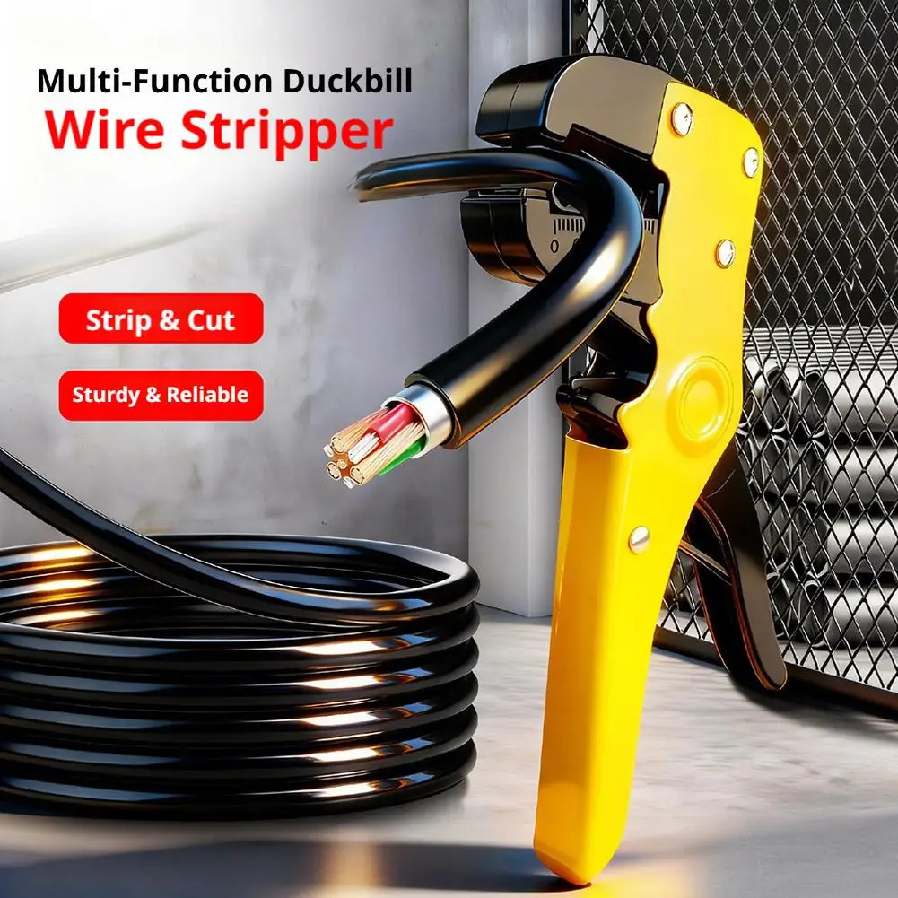 Plastic Steel Portable Multifunctional Duckbill Wire Strippers, Reset Spring Cable Crimper Convenient Cutters Practical Tooll