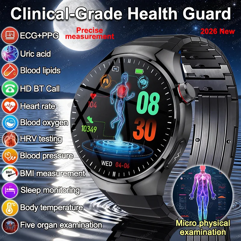 2026 New ECG+PPG AI Smart Diagnose Smart Watch Men Body analysis Blood Pressure Lipid Uric Acid Health Tracker Smartwatch Women