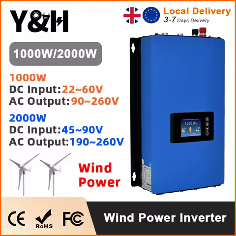 Y&amp;H 1000W 2000W MPPT Wind Power Grid Tie Inverter for 3 Phase AC Wind Generator with LCD &amp; Dump Load Controller (Optional WiFi)