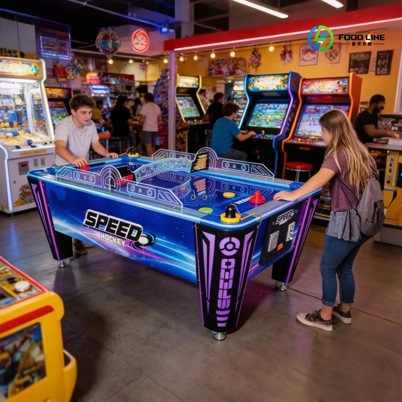 Máquina de Hockey de Aire Totalmente Automática Operada con Monedas, Mesa de Hockey de Aire de Velocidad Mejorada para Centro de Juegos, Personalizable