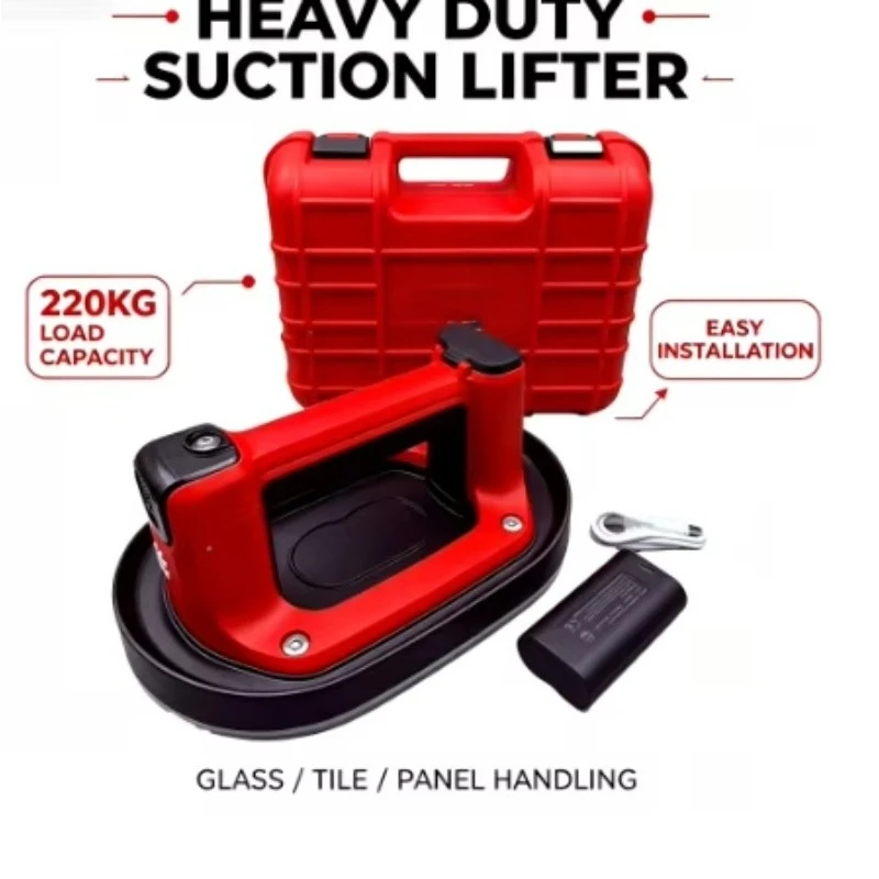 6108 Heavy Duty Electric Vacuum Suction Cup 220KG Load Digital Display Tile Marble Glass Lifting Tool