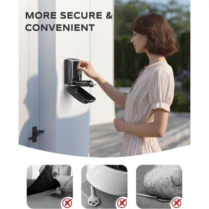 BTLIFE-Wall-Mounted For Keys With Code, 12 Digit Combination Lock Box, Large Capacity& Weatherproof Outdoor Lockbox Key Lock Box